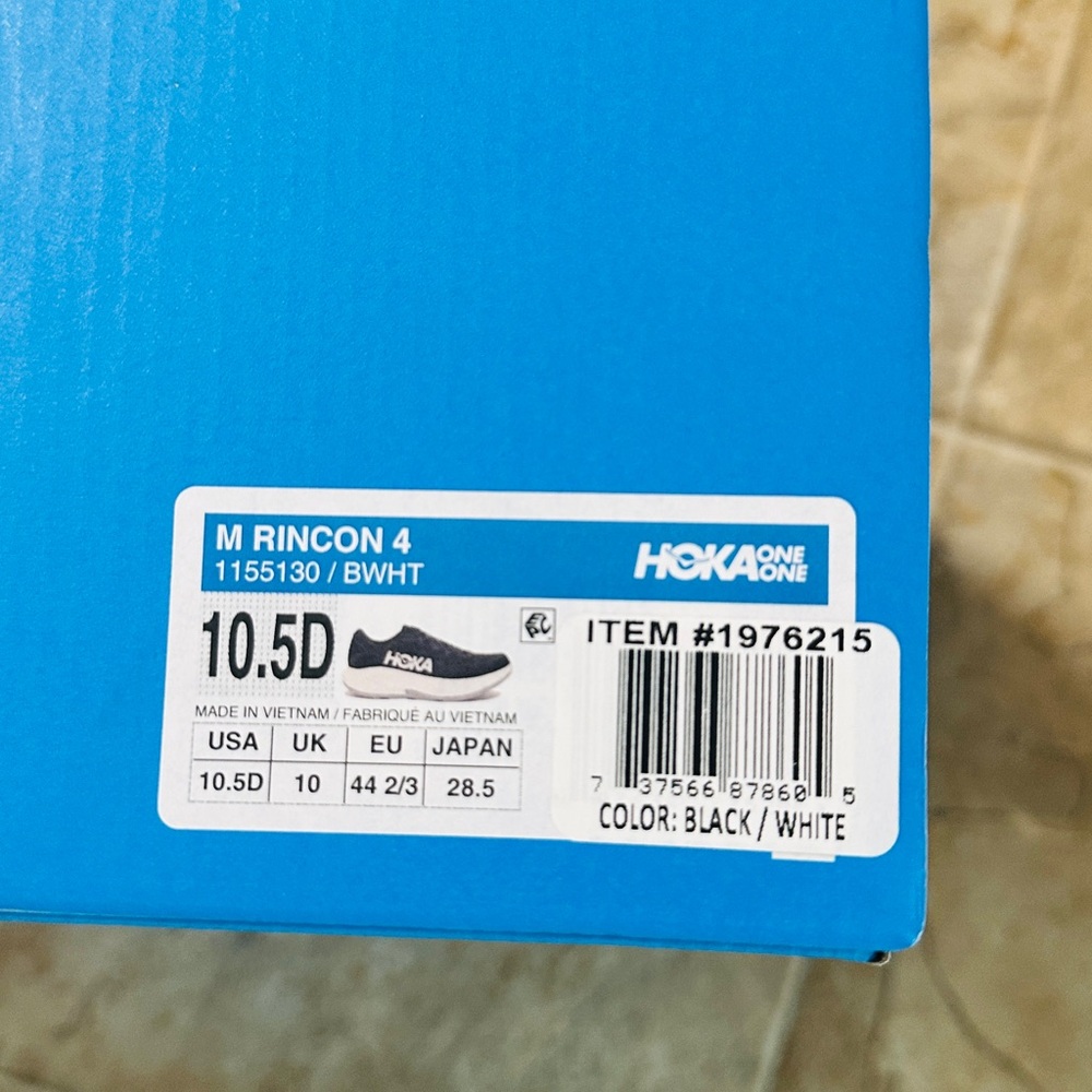 Hoka One One Rincon 4 Athletic Shoes - Black and White